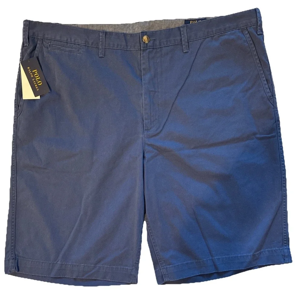 Polo Ralph Lauren Shorts Mens 44T Navy Classic Fit Chino Flat Front Cotton 11